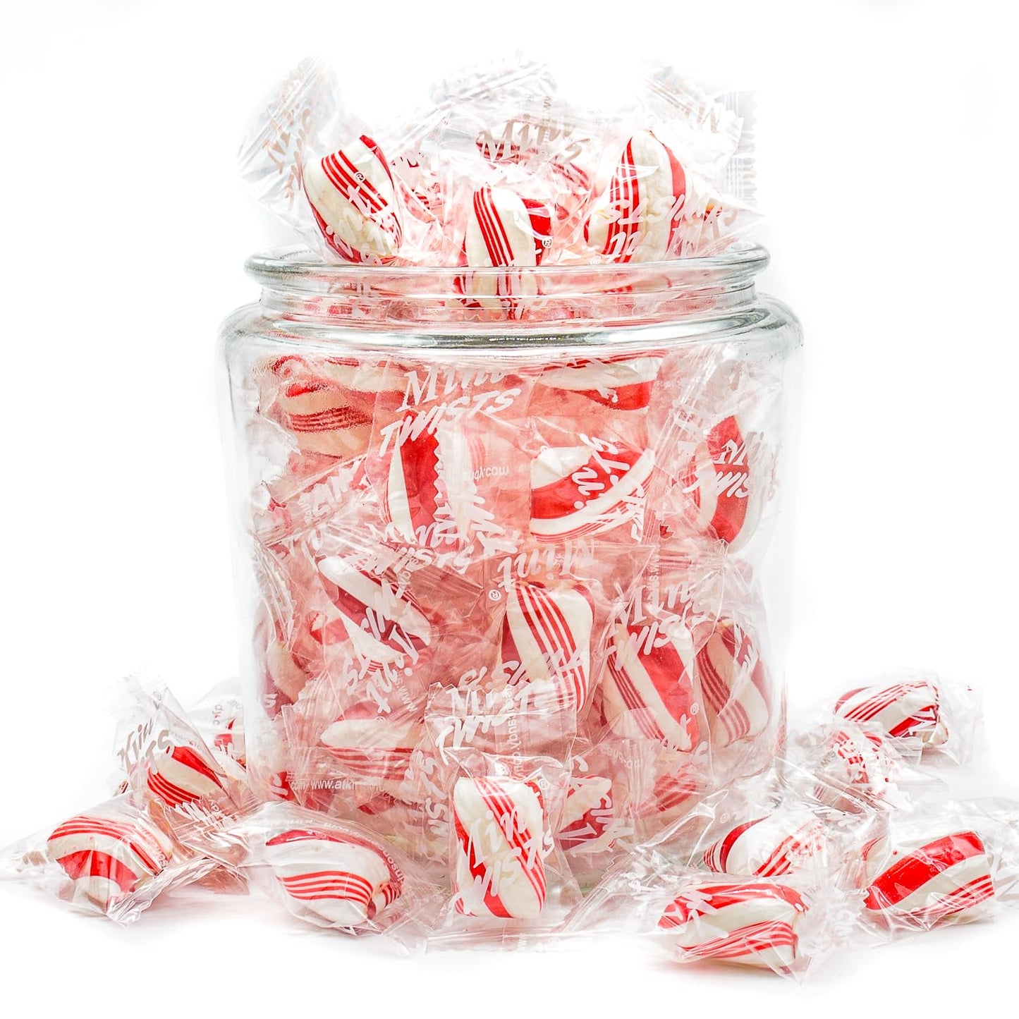 Peppermint Candy Bulk 1 lb - Red and White Mints Twists, Individually Wrapped, Natural, Gluten Free, Vegan Friendly
