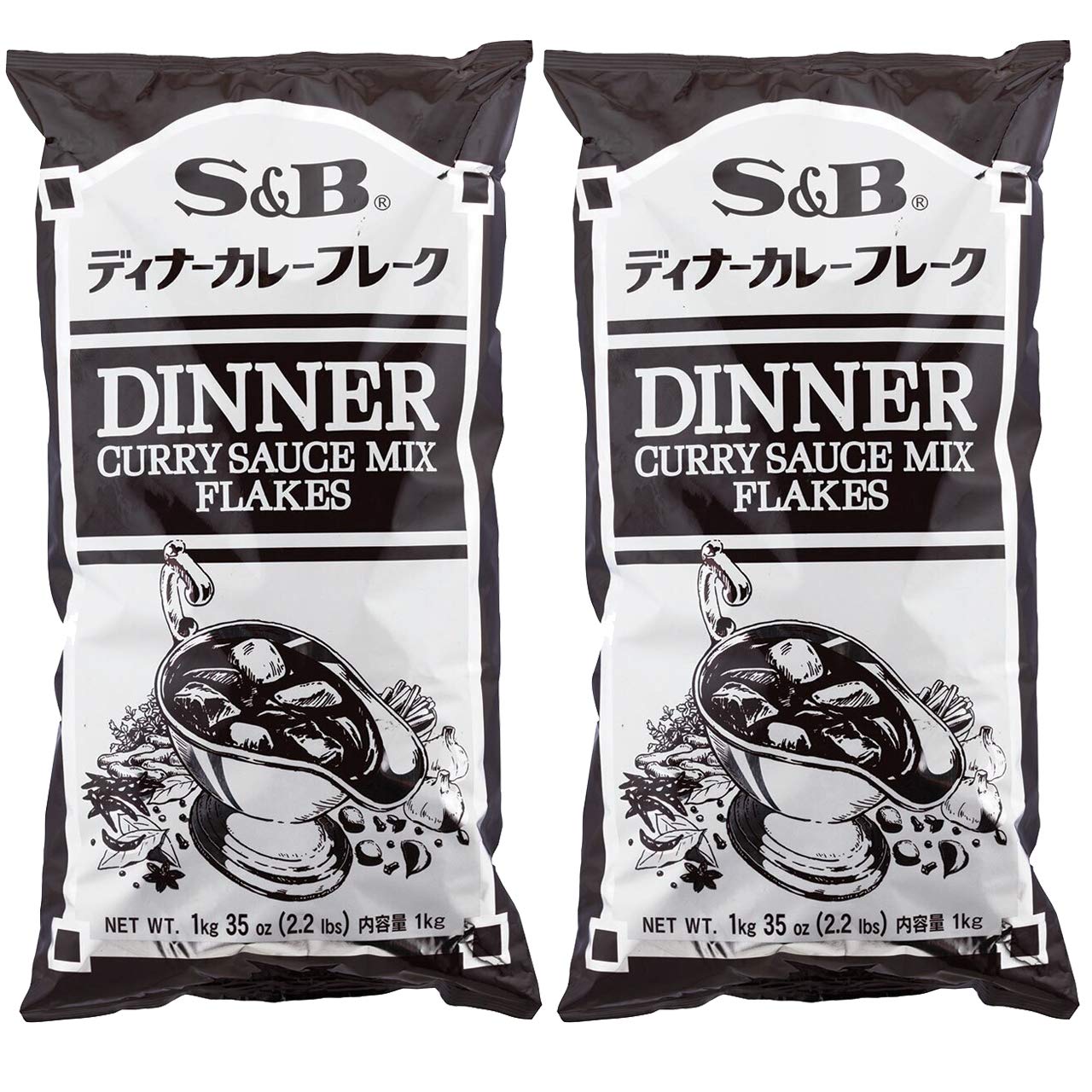 S and B [Pack of 2] [Product of Japan] S and B Dinner Curry Sauce Mix Flakes,Taste of Sautéed Onion - 2.2 Pound