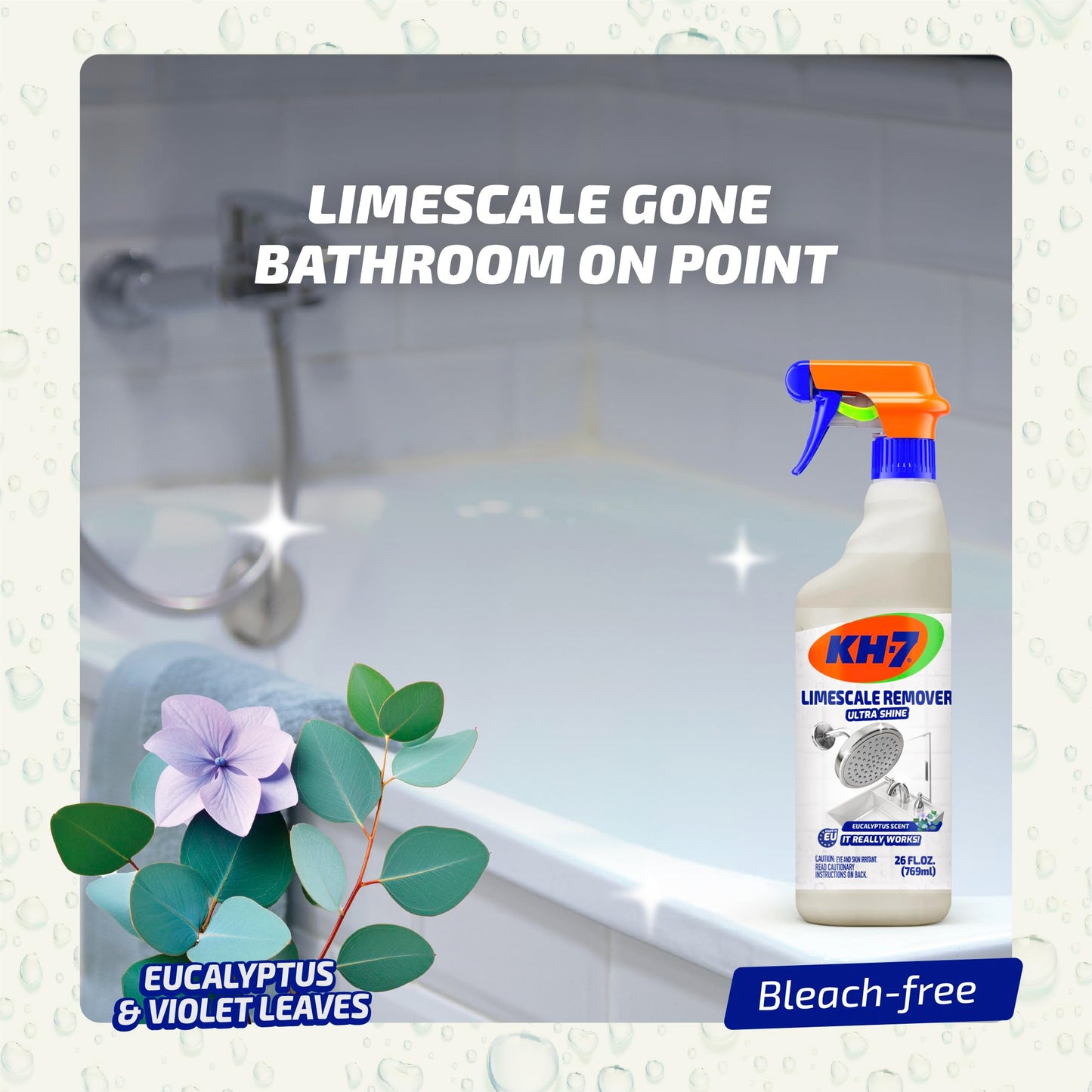 KH-7 Limescale Remover Spray - Removes & Prevents Limescale Build-Up | For Shower, Tiles, Sink & Fixtures | 26 oz