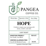 Pangea Coffee Hope Light Roast 3-Pack Bright, Smooth, Low Acid Coffees Organic, Allergen-Free, Specialty Grade Arabica, Fresh Roasted Whole Bean, 3 x