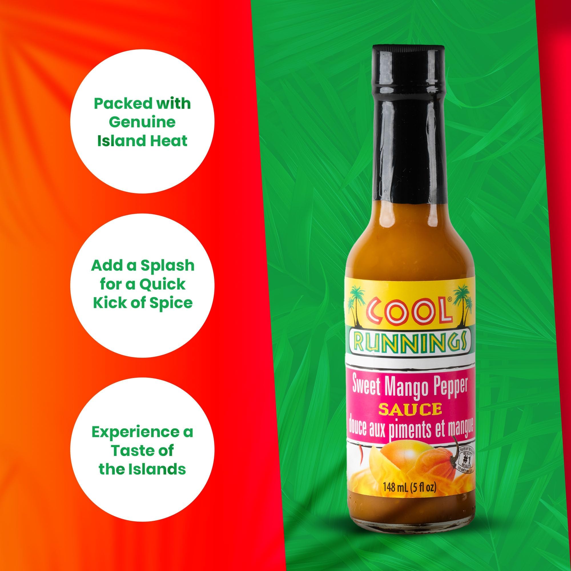 Cool Runnings Sweet Mango Pepper Sauce, 148ml - Sweet and Tangy Caribbean Hot Sauce, Perfect table top hot sauce for your rice, pizza, wings, pasta