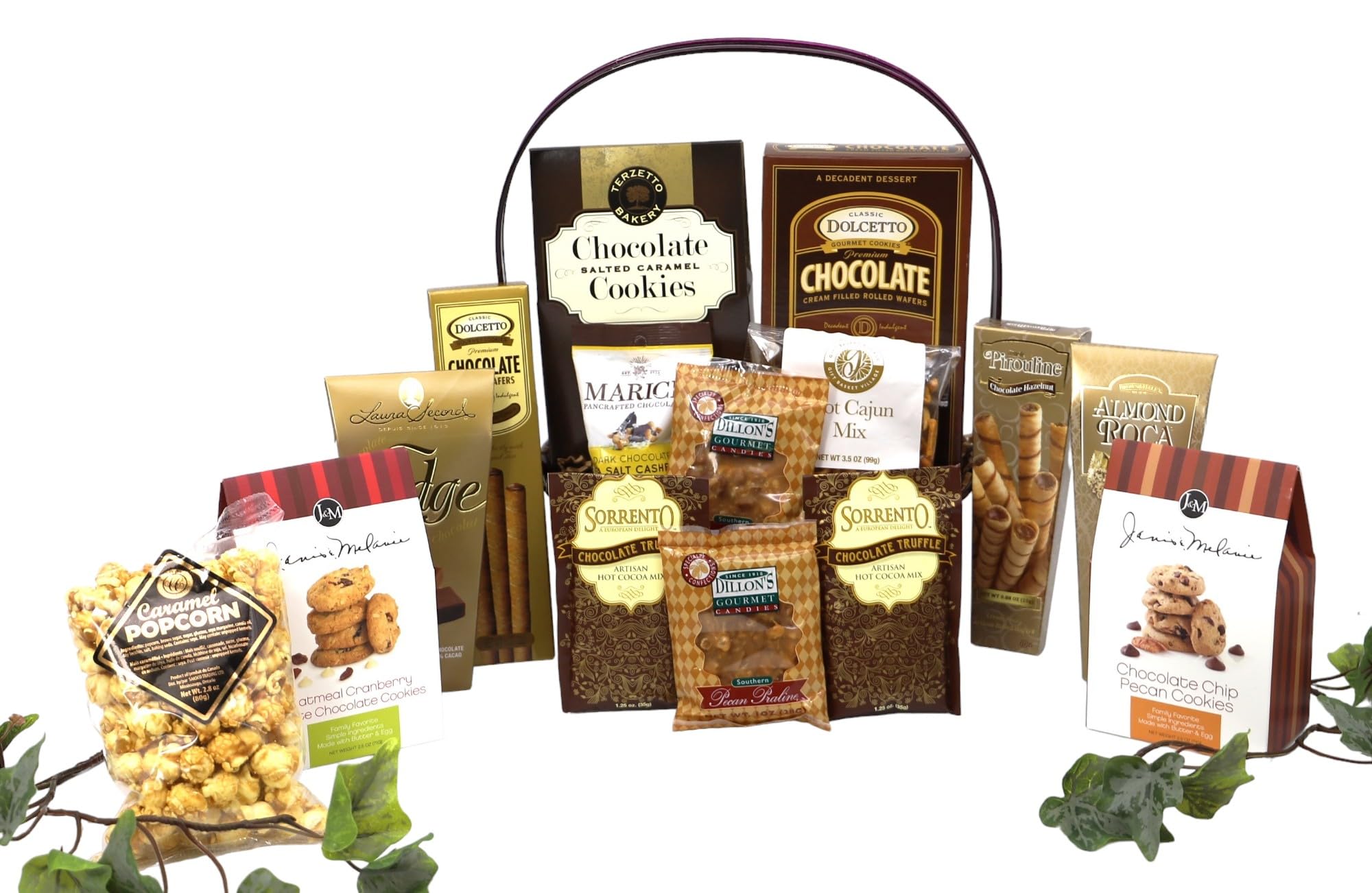 Gift Basket Village: The Good Life Gourmet Gift Basket - Wafer Rolls, Cookies, Cocoa, Nuts & More