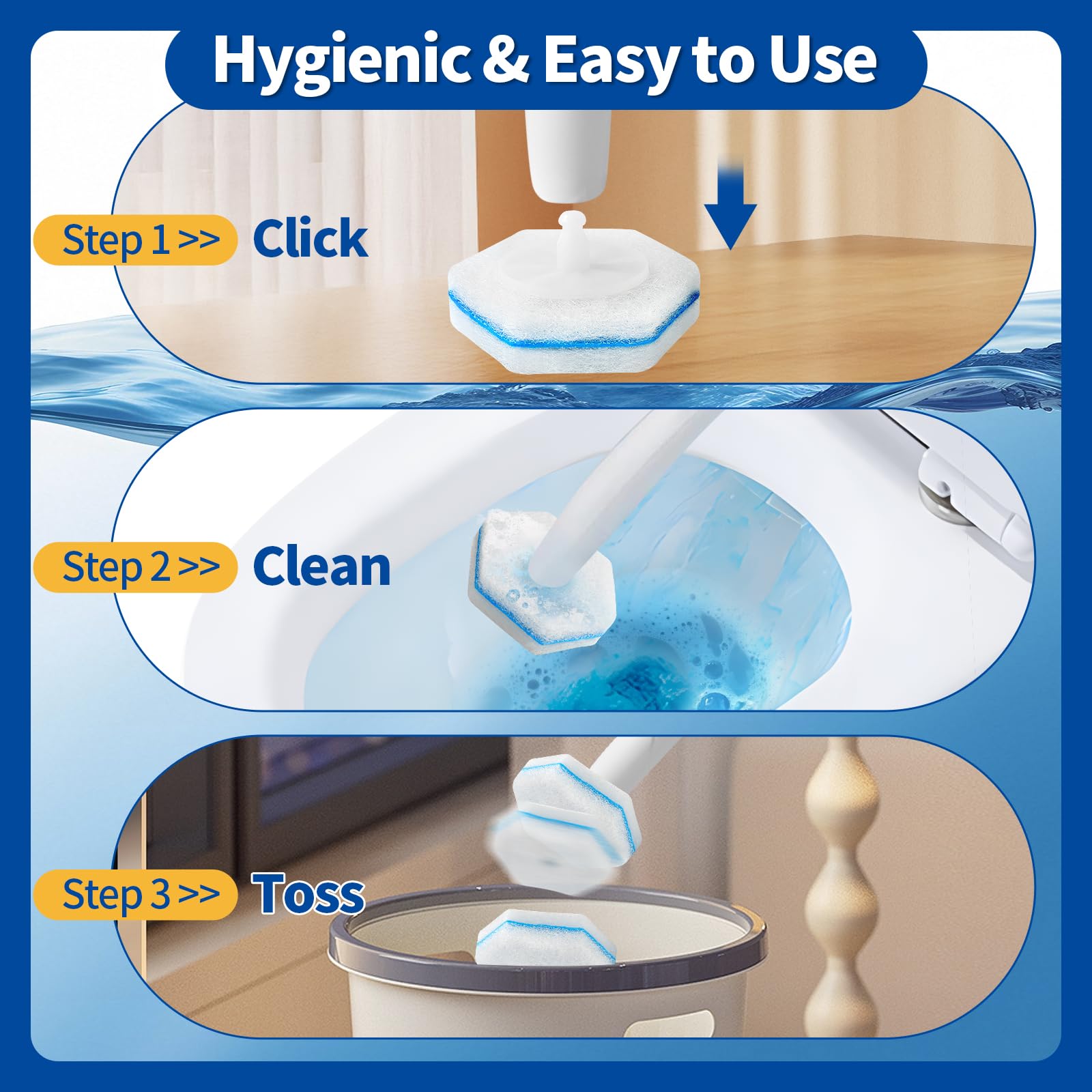 Swilsweep 120 Count Toilet Bowl Wand Refills, Disposable Toilet Cleaner Refills, Disposable Wand Heads Compatible with Clorox and The Most Toilet