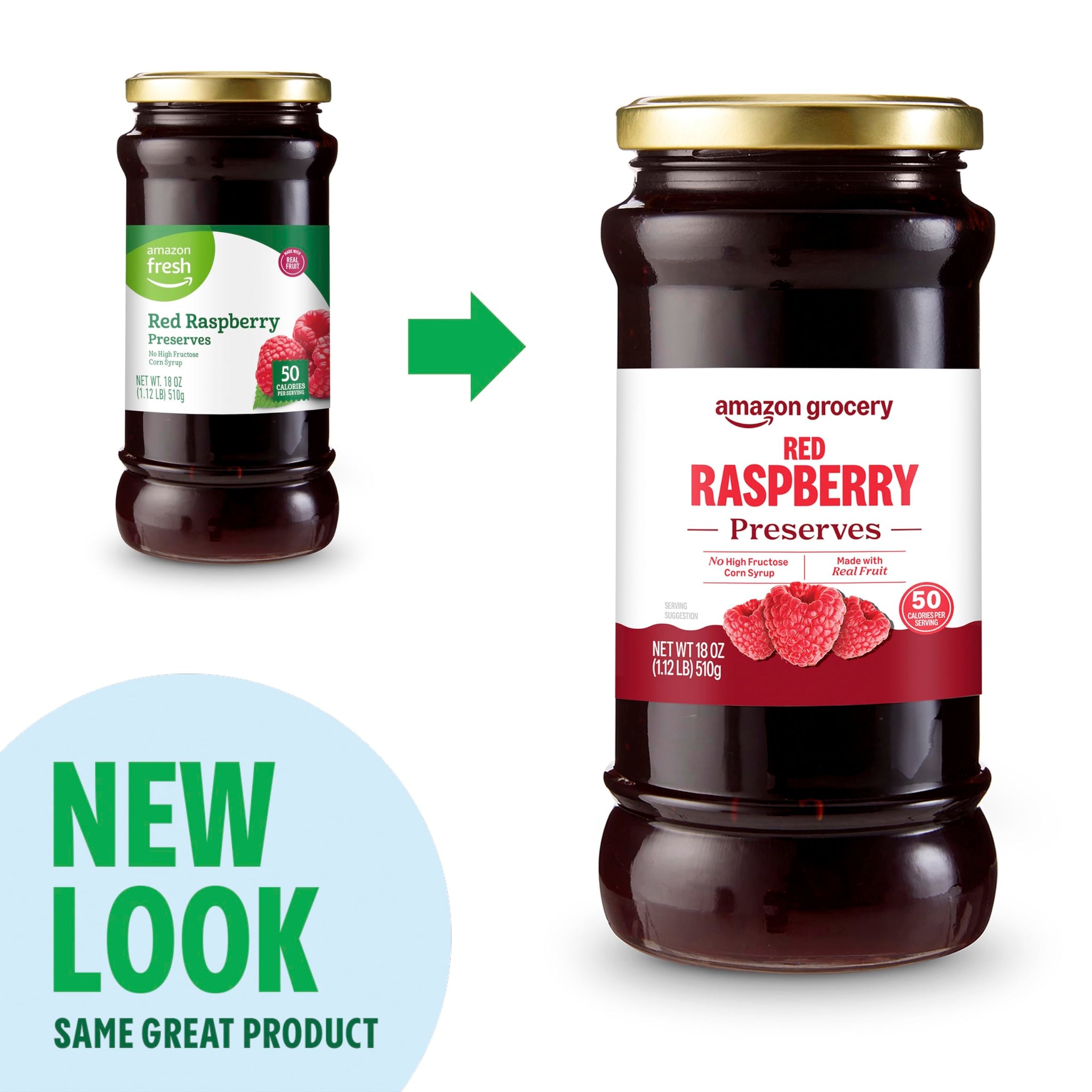 Amazon Grocery, Red Raspberry Preserves,18 Oz