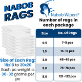 Nabob Wipers New Lint Free Cloth (15 Pack) - 100% Cotton Cleaning Rags Exact Cut - Premium White Rags for Cleaning House - White Rags for Dusting