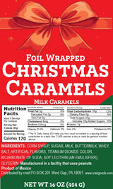 Caramel Candy Individually Wrapped Foil Wrapped Caramels Red, Green and Silver, Individually Wrapped Candy 16 Ounce