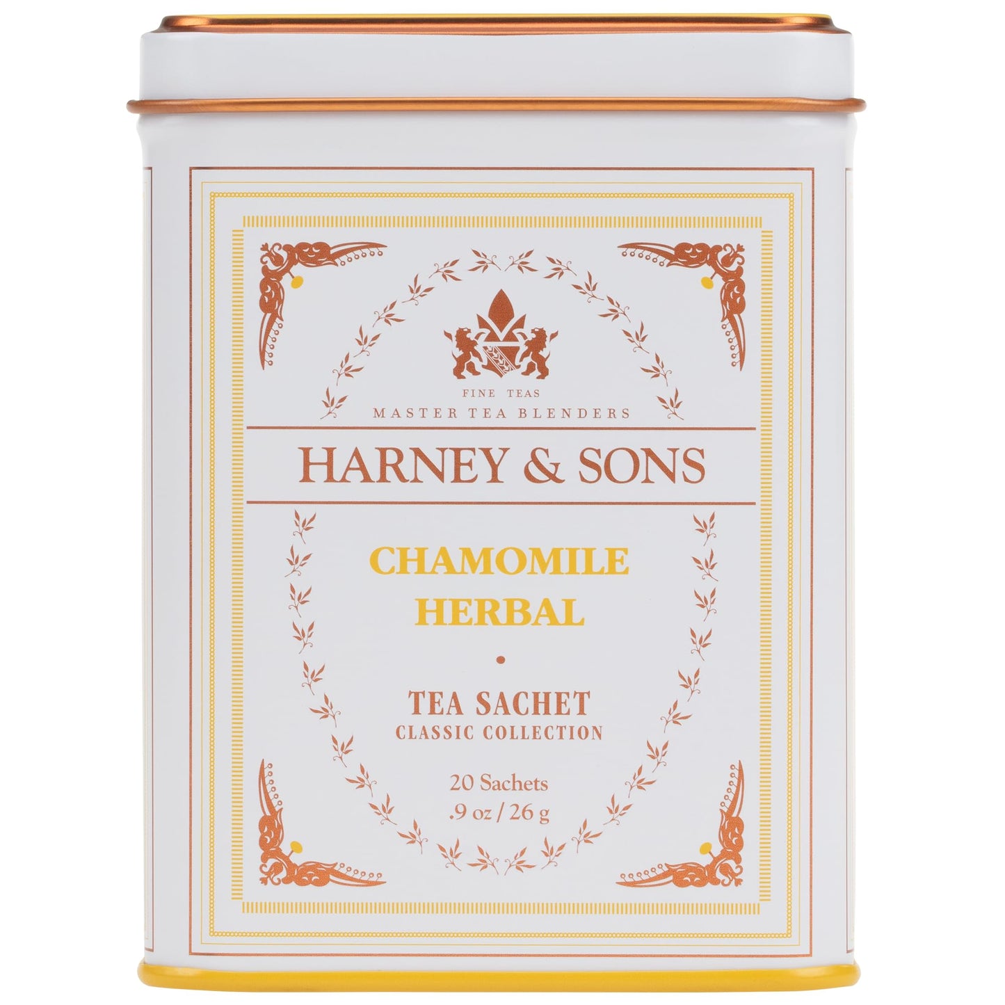 Harney & Sons Chamomile Herbal Tea, 20 Sachets in Classic Tin - Premium Egyptian Chamomile, Caffeine-Free, Relaxing Floral Herbal Tea