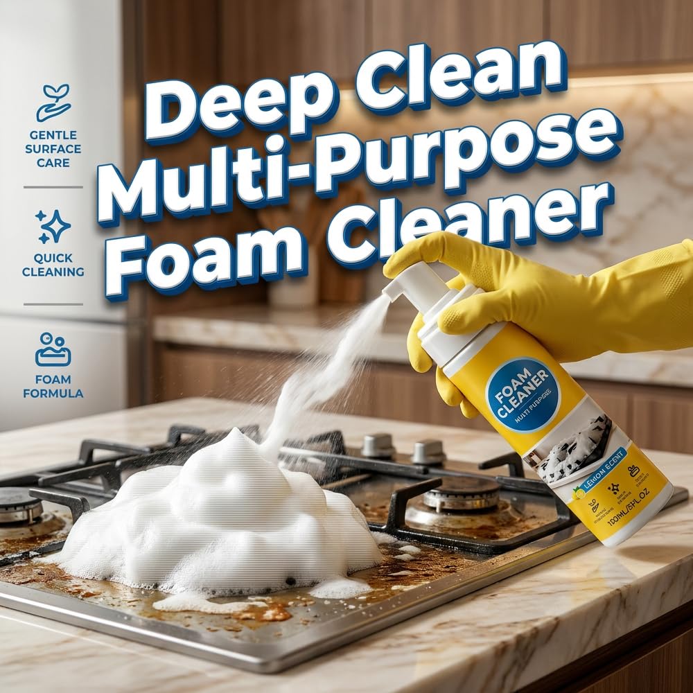 TAQIYEZ 4-in-1 Multi-Enzyme Foam Cleaner, 2026 New All-Purpose Deep Cleaning Spray, Powerful No-Rinse Foam Cleaner for Car Interior, Kitchen Grease