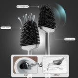 Sellemer Toilet Brush and Holder Set - Flexible Toilet Bowl Brush Head with Silicone Bristles, Compact Size for Storage and Organization, Ventilation