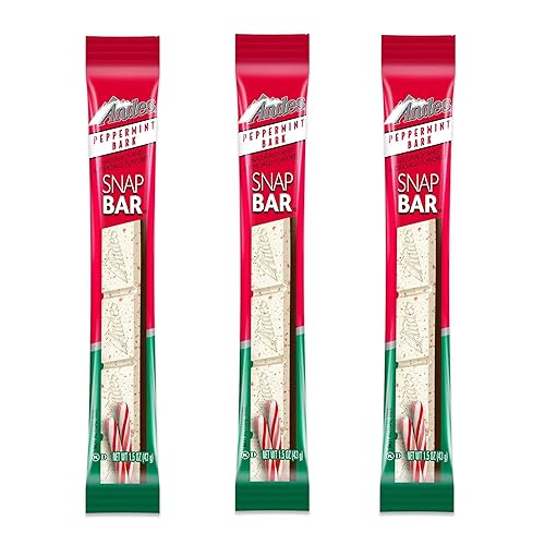 Peppermint Bark Snap Bars - 3 Pack - Creamy Chocolate with Crushed Peppermint - 1.5 oz Each - Holiday Mint Candy Bar for Gifting, Stocking Stuffers