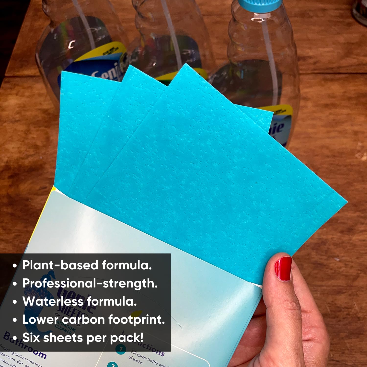 Genie Sheets Bathroom Cleaner | Concentrate Makes 6 24oz Refills | Professional-Strength | Just Add Water | Sustainable Eco-Friendly Plant-Based