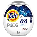 Tide PODS Ultra Oxi Free and Gentle Laundry Detergent Packs, 57 Count, Hypoallergenic Laundry Detergent Pods
