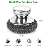 4PCS Steel Wool Scrubber Pads, Stainless Steel Scrubber Set with 3Pcs Steel Wool Pads, Steel Scrubber for Dishes, Ideal for Cleaning Cast Iron, Pots