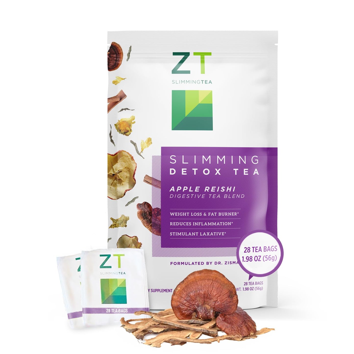 Dr. Zisman ZT Wellness Tea - Apple Reishi Herbal Blend - Refreshing Tea for Daily Balance (28 Bags), Crafted for a Vibrant Lifestyle