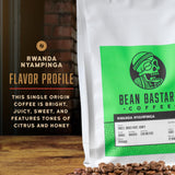 Bean Bastard Coffee RWANDA NYAMPINGA Light Roast Single Origin Whole Coffee Beans | Premium Whole Bean Coffee with Citric and Honey Tones | Ethically