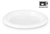 [100 Count] Plasti Plus Disposable Plastic White 6 Inch Dessert Plates, Great For Weddings, Home, Office, School, Party, Picnics, Restaurant, Take-out