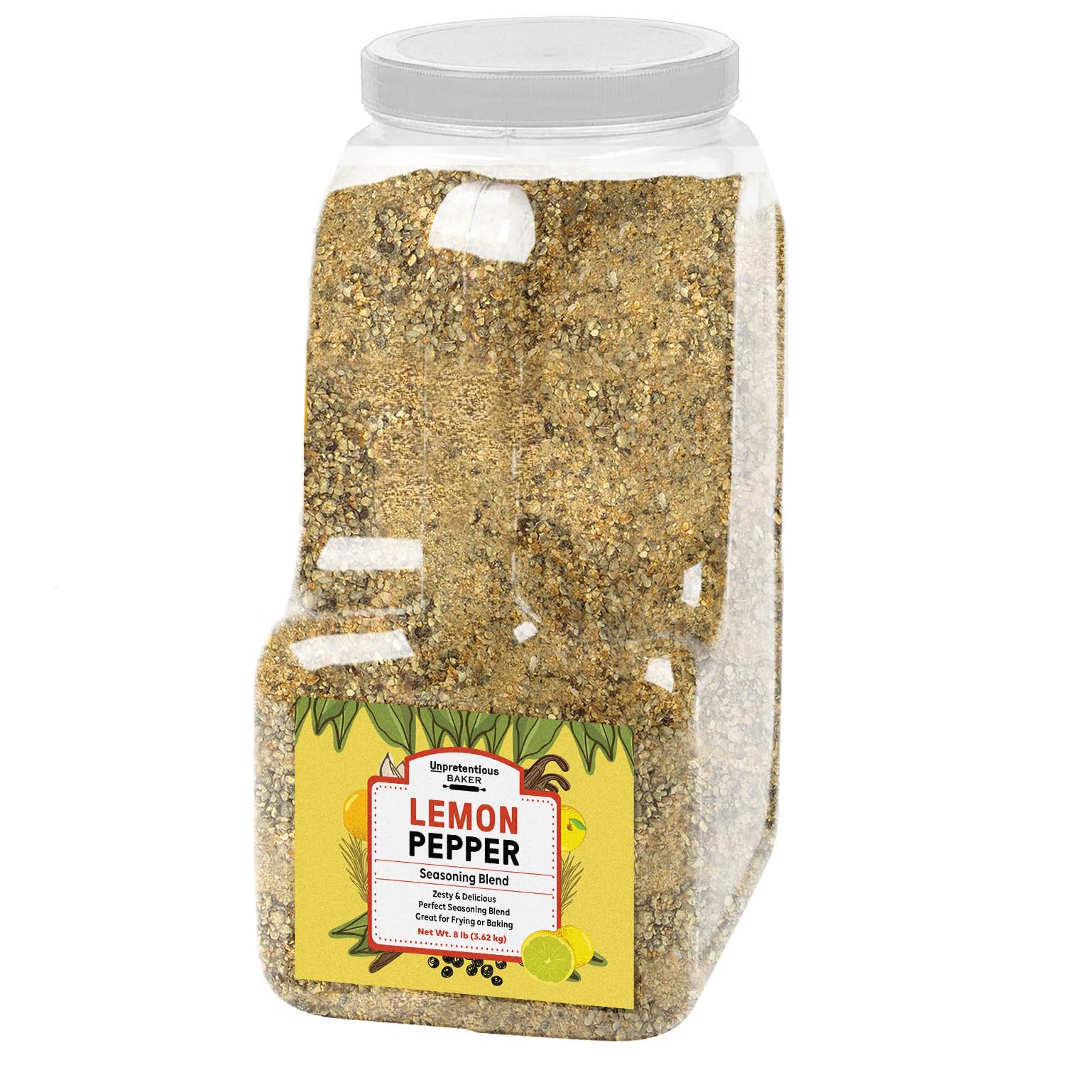 Unpretentious Lemon Pepper Seasoning (8lb), Great Zesty Flavor, Perfect for Baking or Frying, Delicious Seasoning Blend