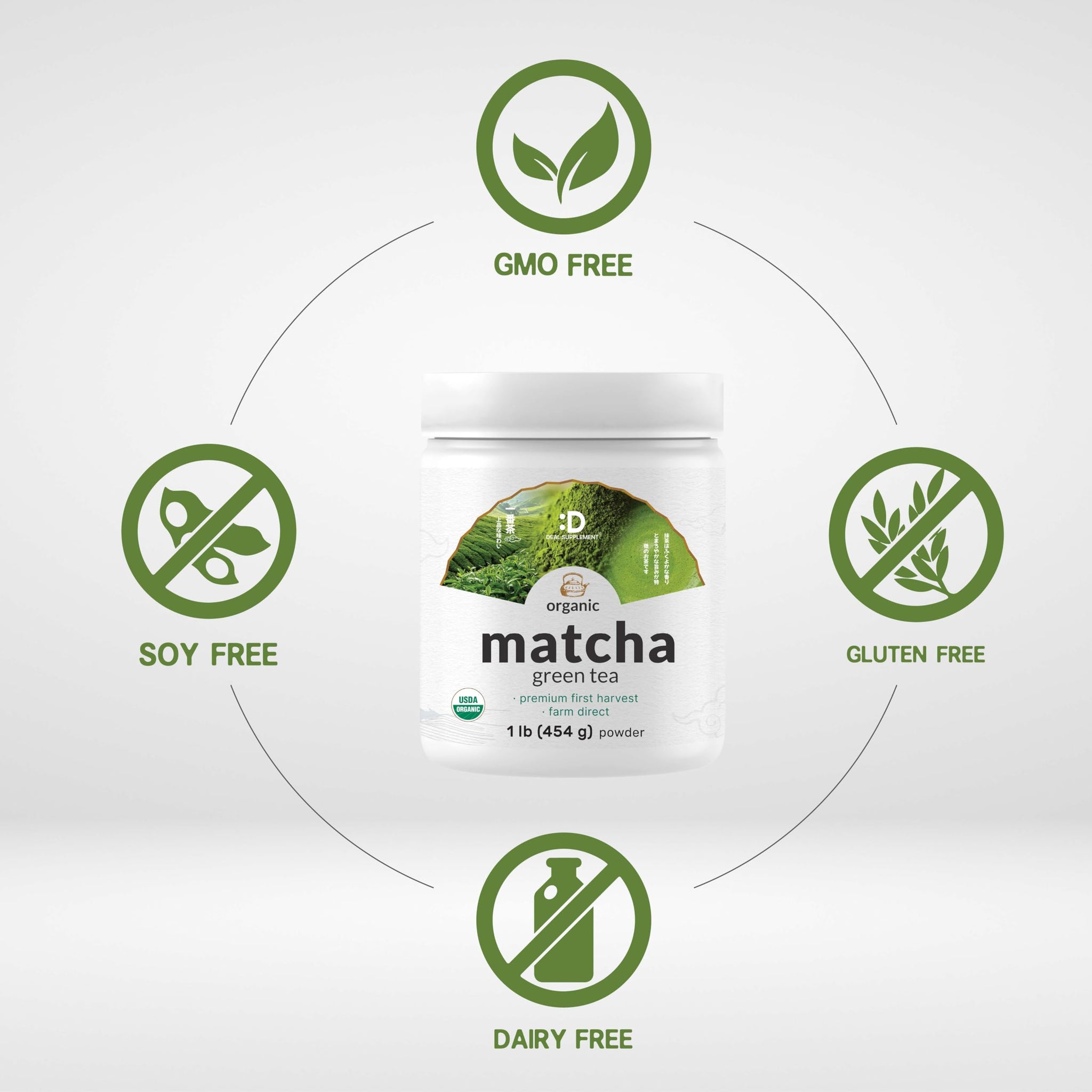 Organic Matcha Green Tea Powder, 1 lb (454g) | First Harvest, Culinary Grade | Japanese Sourced Cafe Mix | Zero Sugar, Keto Friendly, Non-GMO