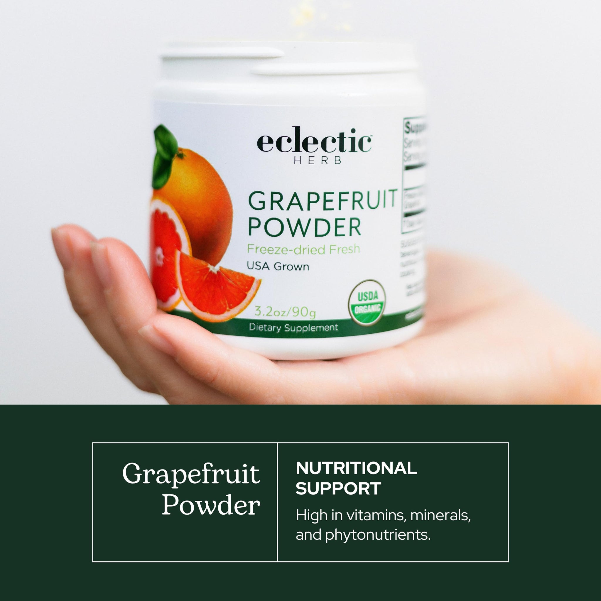 Eclectic Herb - Organic Grapefruit Powder Supplement | Vitamin, Mineral + Phytonutrient Support | Nutritional Drink Mix + Vitamin Powder | USDA