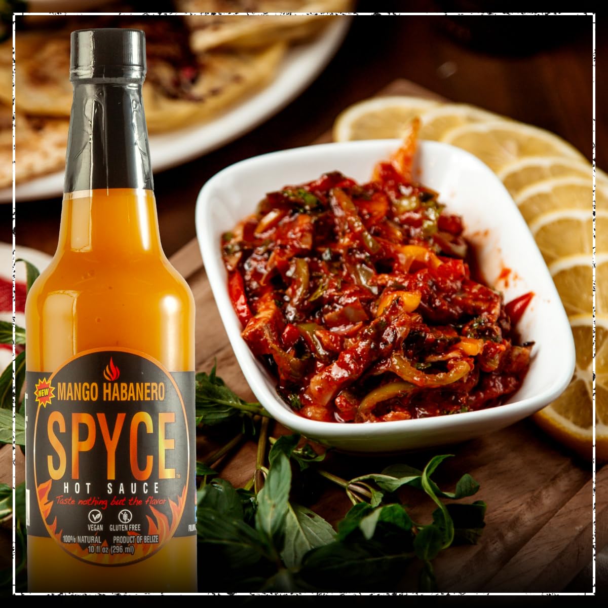 SPYCE Habanero Hot Sauce, Vegan, Gluten Free, Low Sodium, Non-GMO, No MSG, No Sugar, No Filler (10 oz, Mango Habanero)
