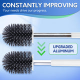 BOOMJOY Toilet Brush and Holder Set, Silicone Toilet Bowl Cleaner Brush, Bathroom Cleaning Bowl Kit with Tweezers, Bathroom Accessories with Aluminum