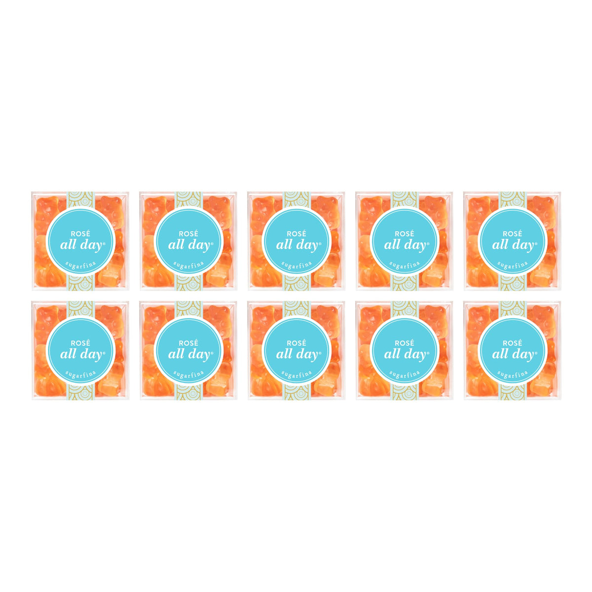 Sugarfina Rosé All Day Bears Perfect 10 Party Pack, Gummy Bears, Small Candy Cubes, 3.3 oz, 10 Count