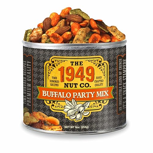 The 1949 Nut Co. Buffalo Party Mix | Assorted Flavored Fried Peanuts, Everything Sticks, Guacamole Bites, and Smoked Almonds Extra-Large, Hand-Cooked