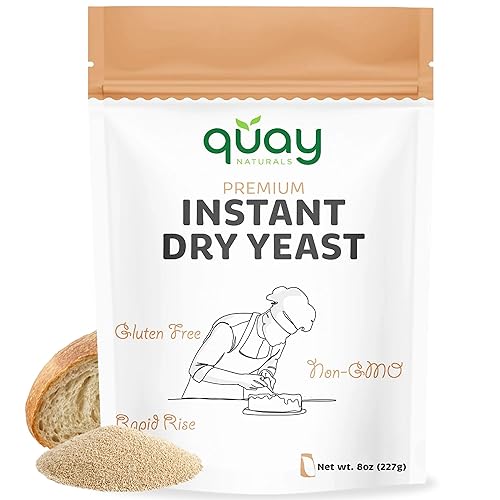 Quay Naturals Instant Dry Yeast 8 oz | Fast-Acting, No Proofing Needed | Ideal for Bread, Pizza, Bagels & Pastries | Gluten-Free, Non-GMO, Vegan