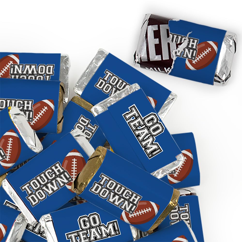 102 Pcs Blue Football Party Candy Favors Miniatures Chocolate - Touchdown