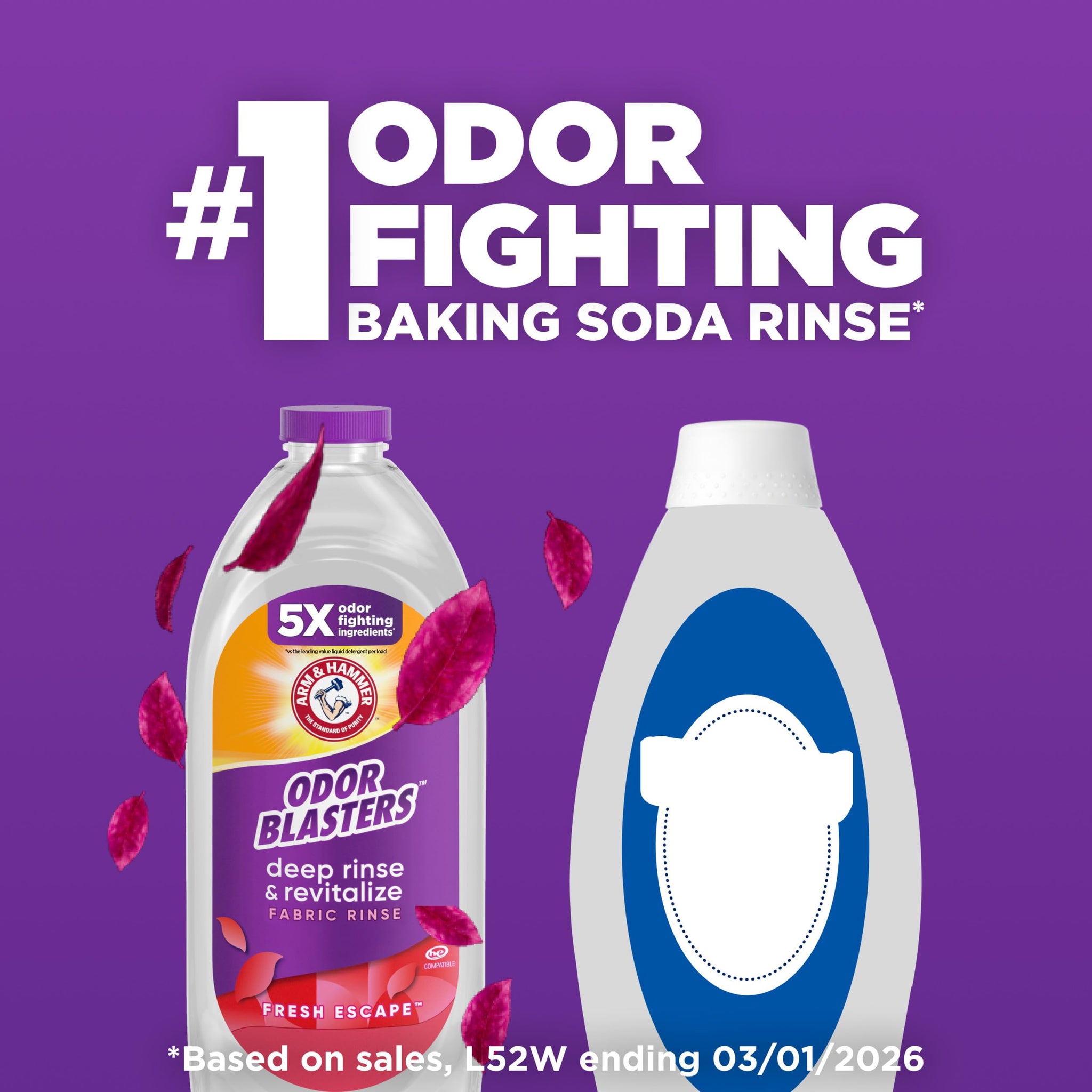 ARM & HAMMER Odor Blasters Deep Rinse and Revitalize Fabric Rinse, Laundry Additive, Eliminates Sweat and Musty Odors, Fresh Escape Scent, 50 fl oz