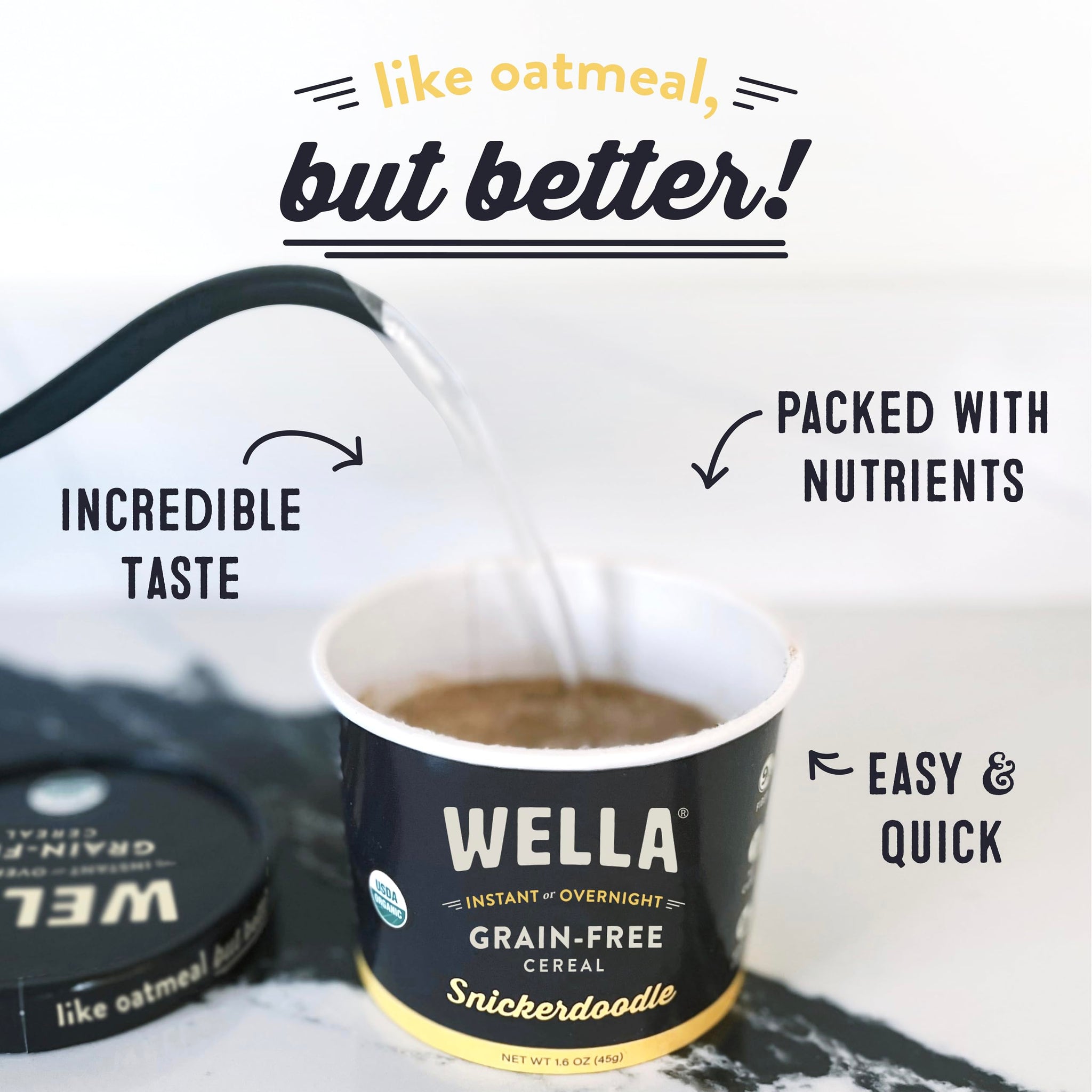 Wella Cereal Oatmeal Alternative, Gluten-Free Breakfast Hot Cereal, Grain-Free Paleo Organic Vegan High Protein Superfood, Plant-Based Non-GMO, Low in
