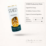 STAED Organic Energy Drinks, Clean Natural Productivity Drink with Cognizin® Citicoline & L-Theanine, Sparkling Functional Beverage, Clean Caffeine
