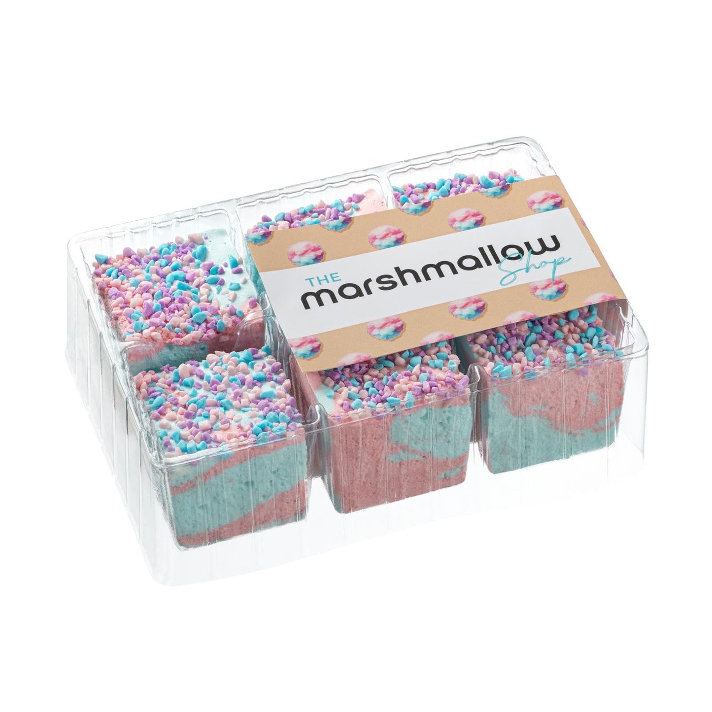 The Marshmallow Shop - Cotton Candy Marshmallows 6-Pack - Gourmet Fluffy Sweet Marshmallows, Party Favors & Dessert Topping, Soft & Flavorful Snack