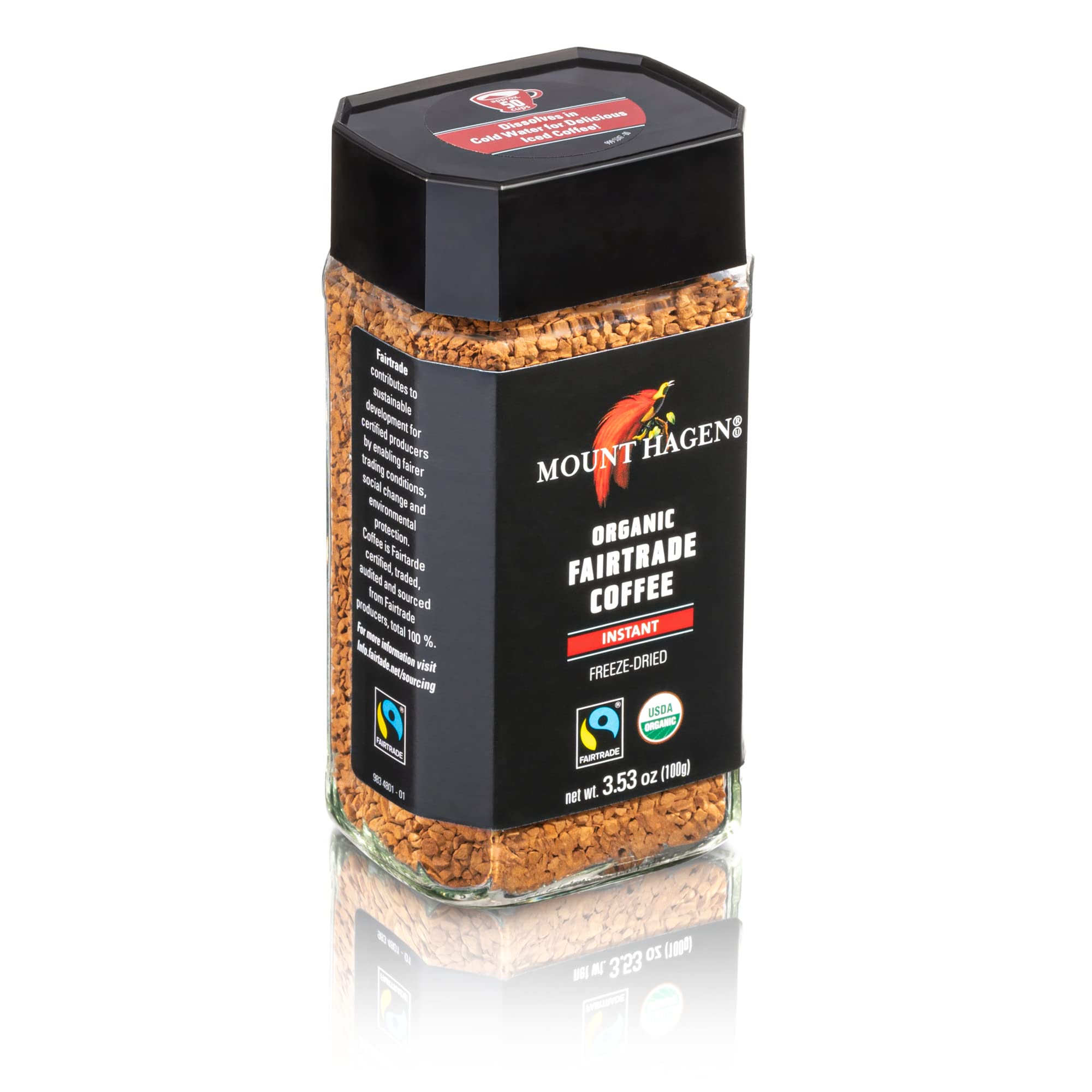 Mount Hagen 3.53oz Organic Freeze Dried Instant Coffee - 6 pack | Eco-friendly Coffee Made From Organic Medium Roast Arabica Beans | Fair-Trade Coffee