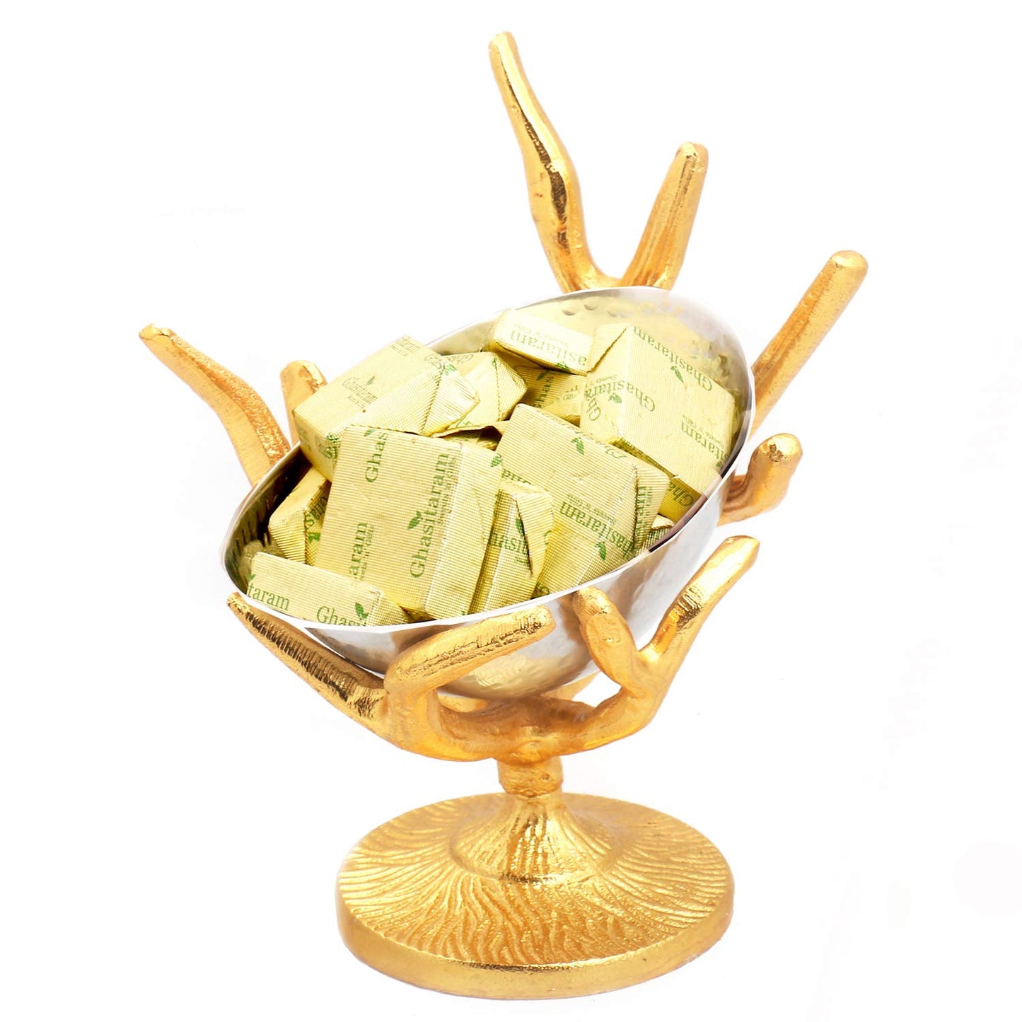 Ghasitaram Gifts Suga Free Chocolate - Sugarfree Chocolates- Silver Designer Tree Sugarfree Chocolates Bowl