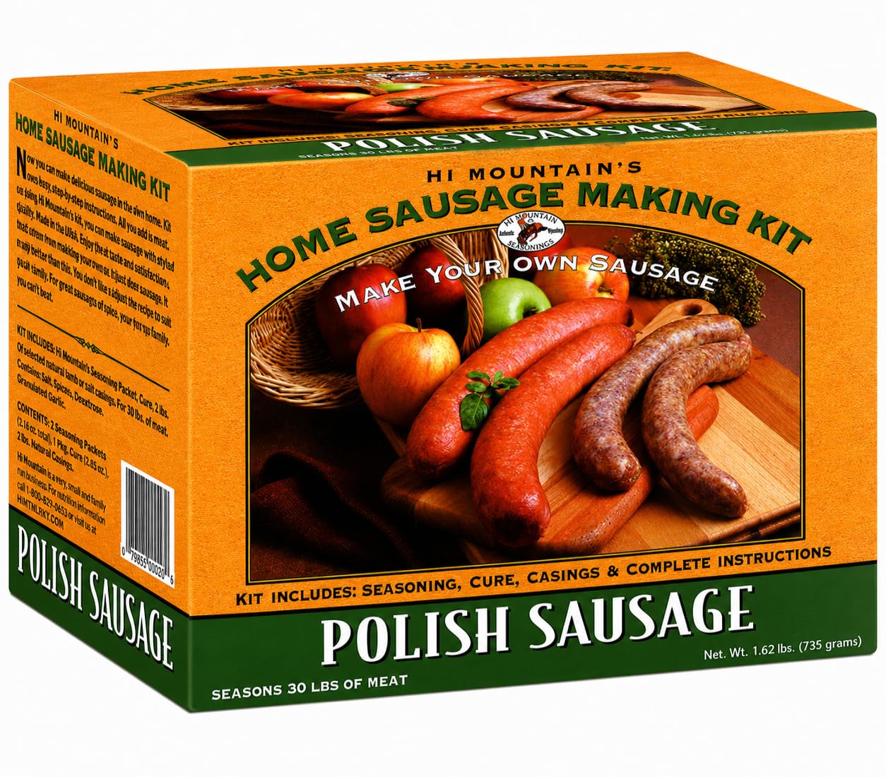 Hi Mountain Seasonings ? POLISH Sausage Making Kit ? Includes Sausage Seasoning, Cure, Natural Hog Casings, and Simple-to-Follow Directions ? Creates
