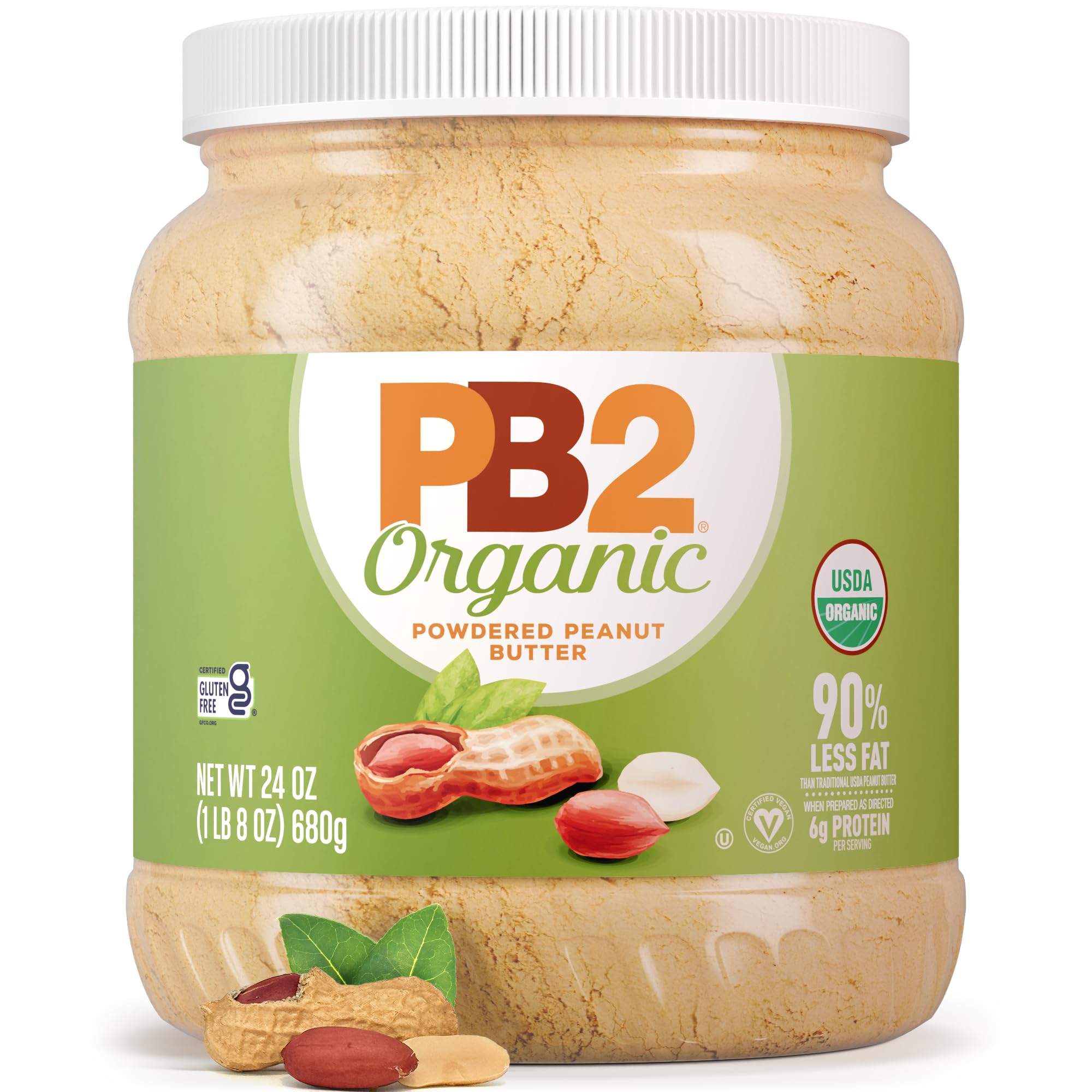 PB2 Organic Powdered Peanut Butter | USDA Organic Certified, Non-GMO Project Verified, Gluten-Free Peanut Butter Powder | Vegan, Keto Friendly | 24oz