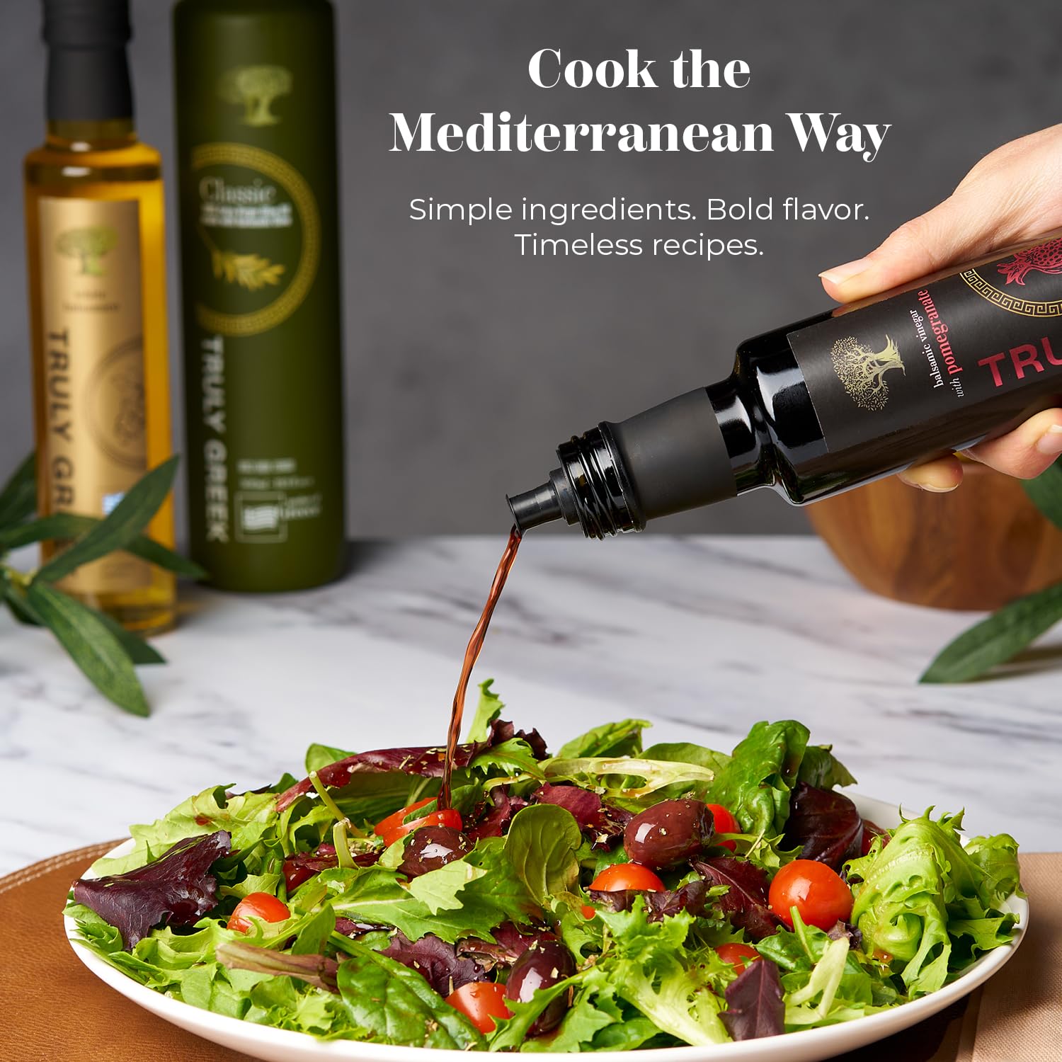 TRULY GREEK Flavors of Greece Gift Box - Premium 0.2 Athenolia Single Varietal Extra Virgin Olive Oil & Honey Balsamic Vinegar, Cold Press Greek Olive