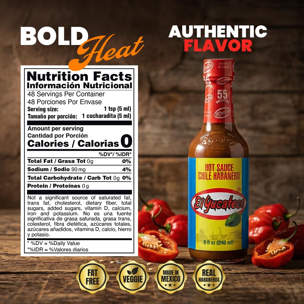 El Yucateco Red Habanero Hot Sauce, 8 fl oz
