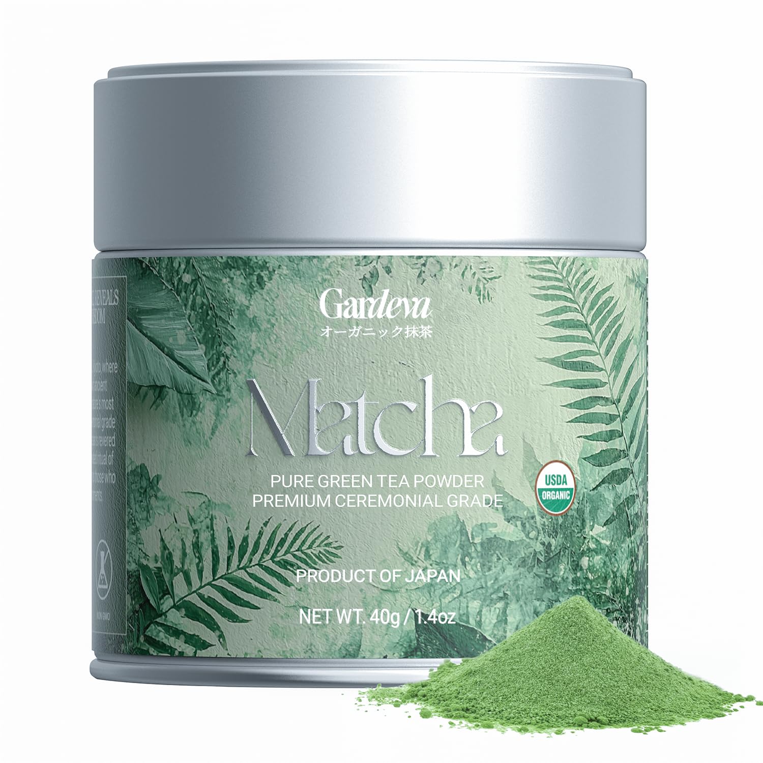 Gardeva Organic Japanese Ceremonial Grade Matcha - 100% Pure Green Tea Powder, USDA Certified, First Harvest, Authentic Origin From Uji, Kyoto (40g