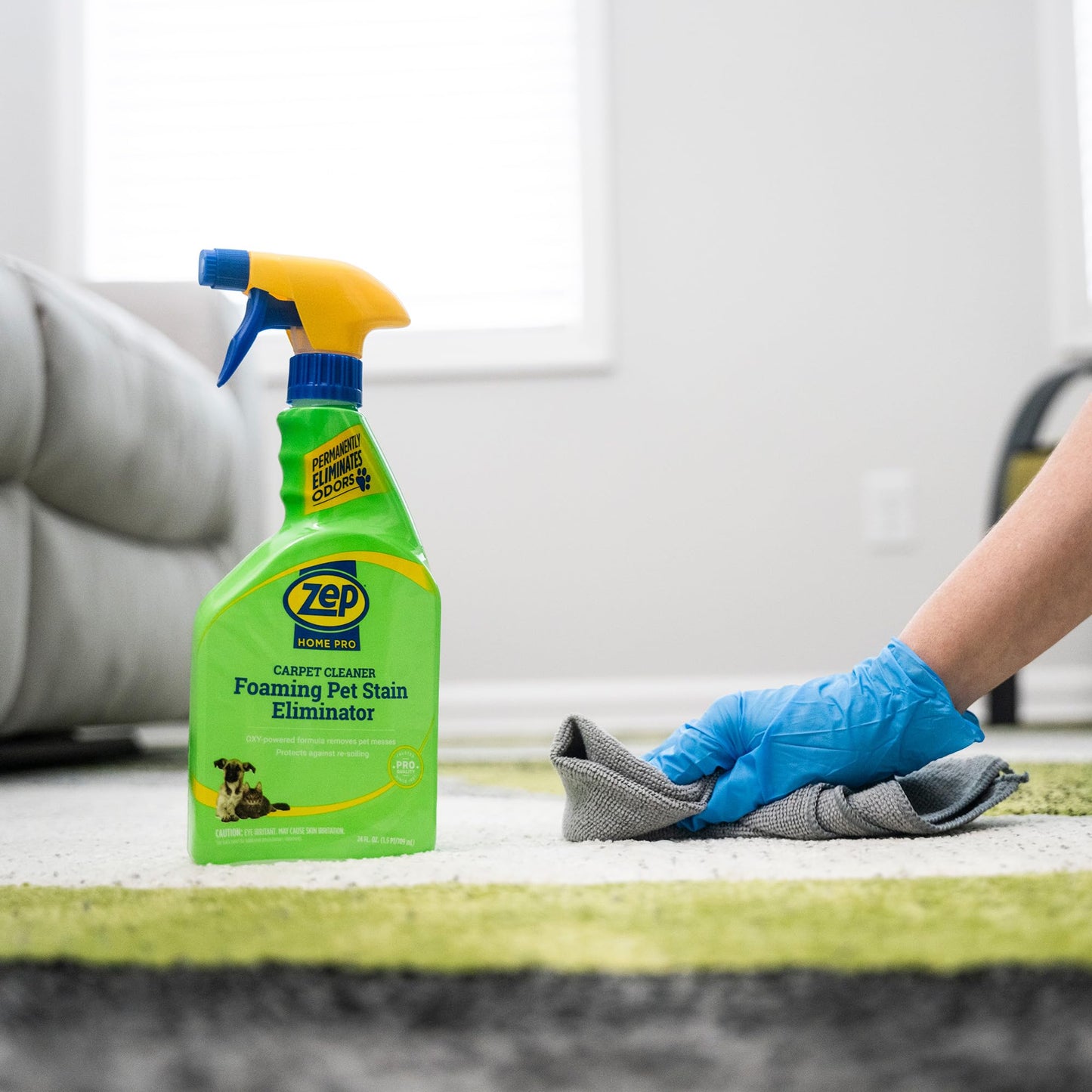 Zep Home Pro Foaming Pet Stain Eliminator - 24 Fl. Oz. - R53206 - Permanently eliminates indoor dog and cat odors from your home furnishings
