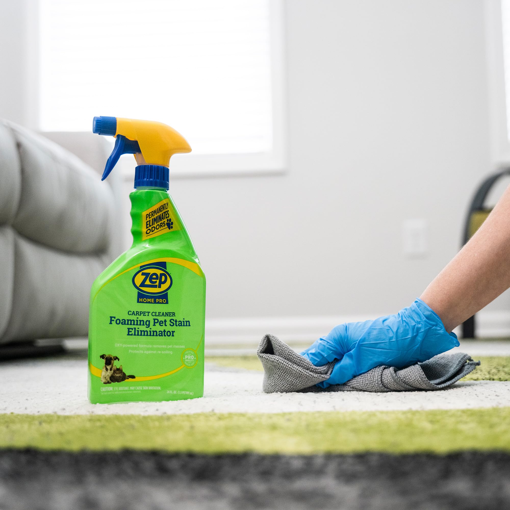 Zep Home Pro Foaming Pet Stain Eliminator - 24 Fl. Oz. - R53206 - Permanently eliminates indoor dog and cat odors from your home furnishings