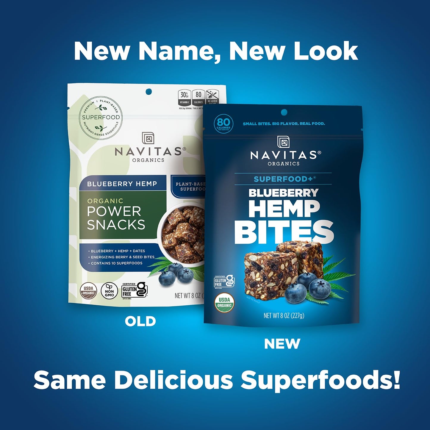 Navitas Organics Superfood Power Snacks, Blueberry Hemp, 8oz. Bag, 11 Servings - Organic, Non-GMO, Gluten-Free