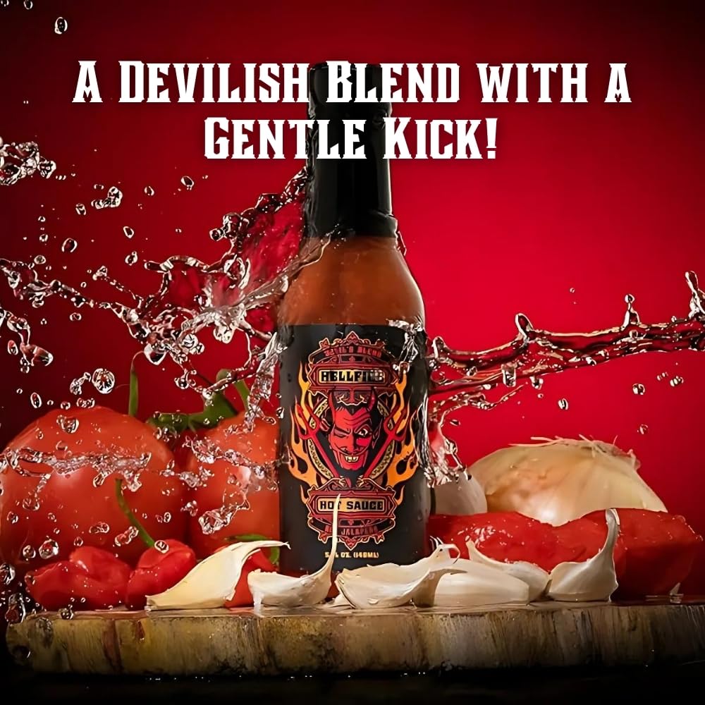 Hellfire Hot Sauce Vegan Gift Pack - Gourmet Hot Sauce Variety Pack With 4 Plant Based Flavors (Four 5 oz. Bottles)