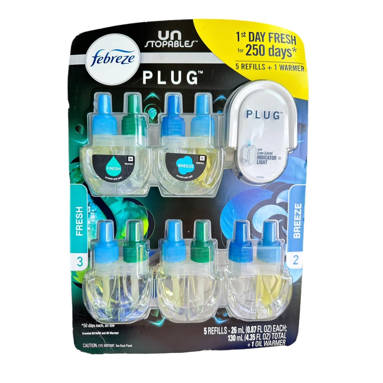 Febreze 5 Pack refill plugin oil with Breeze & Fresh scented oil, Pink