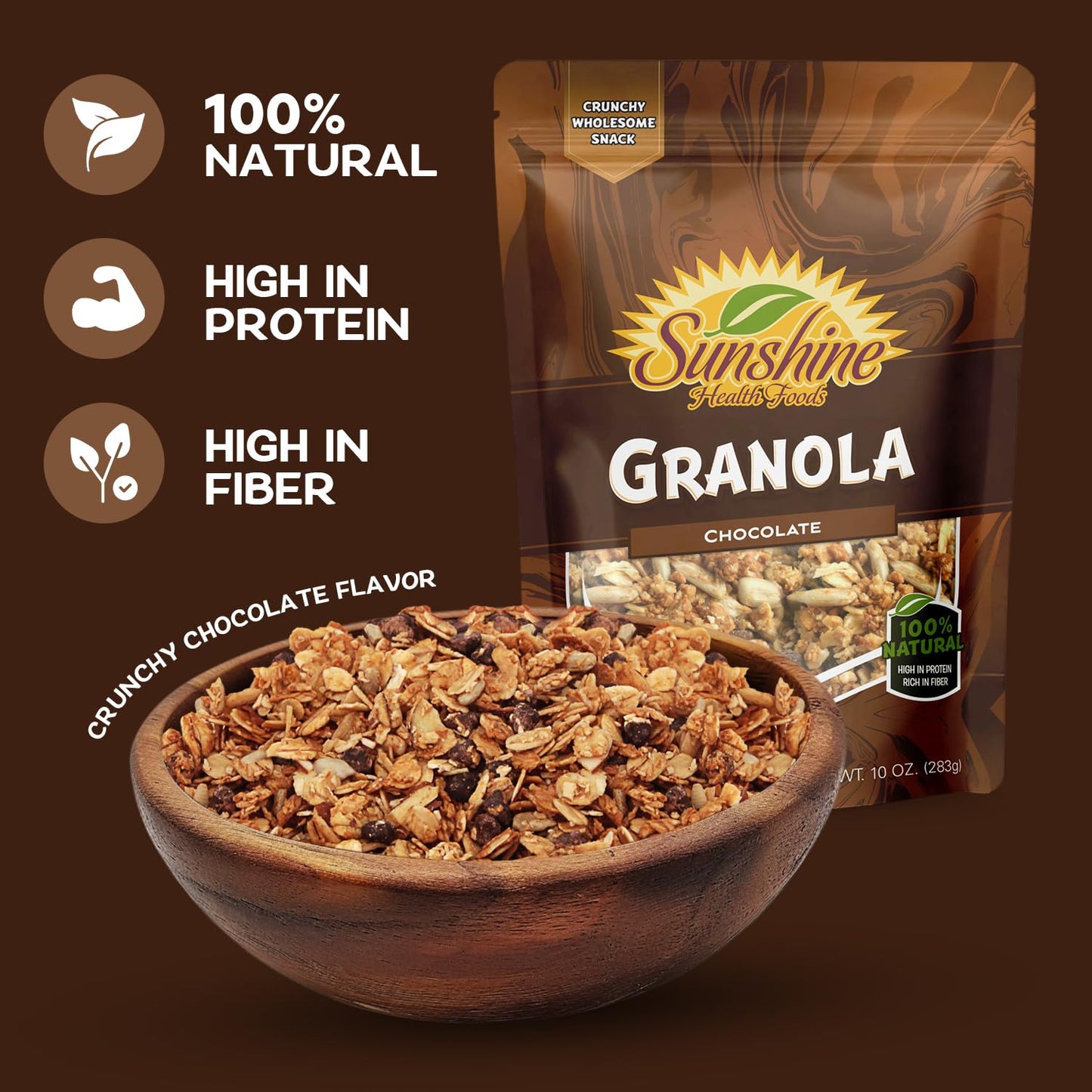 Chocolate Granola, Delightfully Crunchy Healthy Granola Cereal, Ideal Granola for Yogurt or Enjoy with Milk, Perfect Granola Cereal Healthy Snack