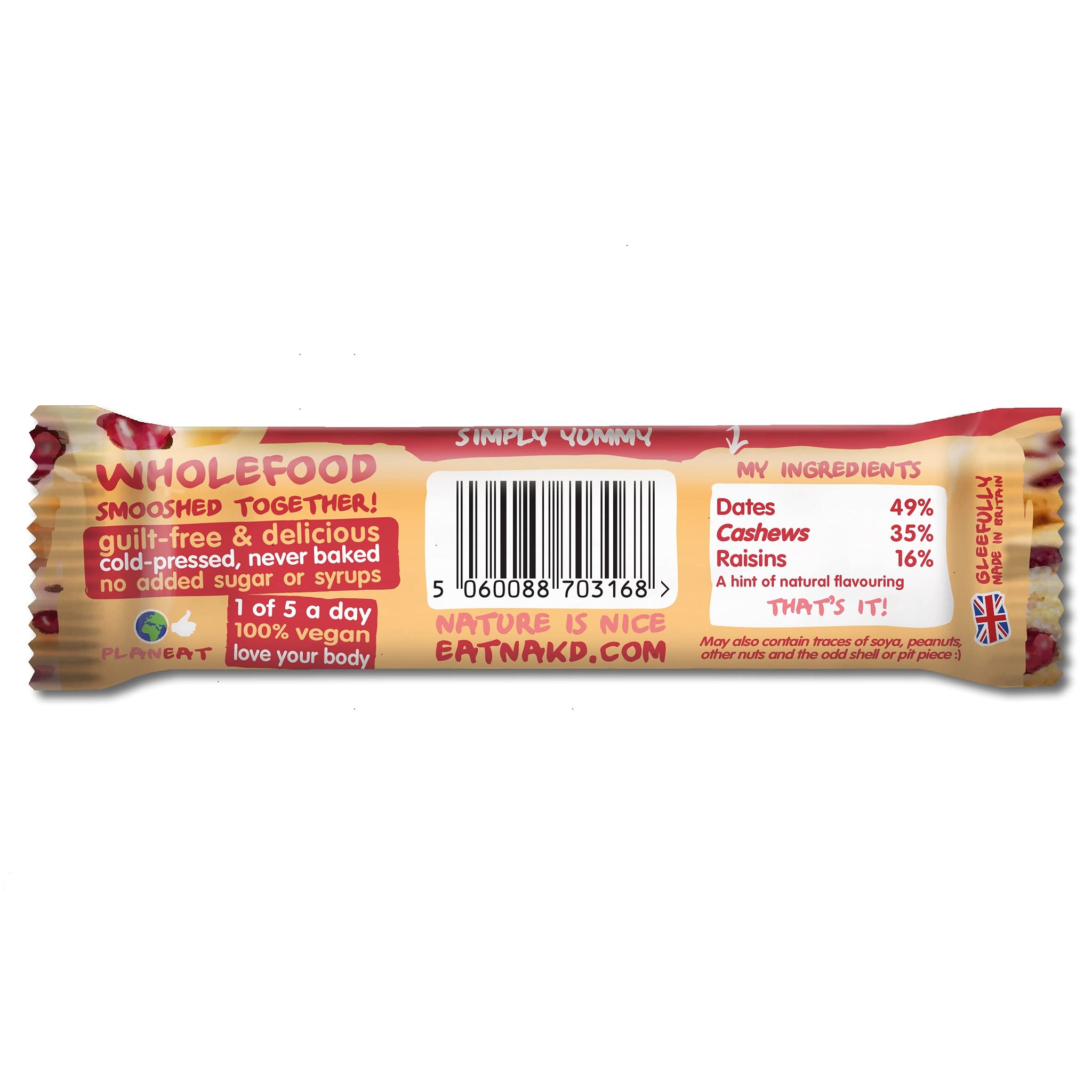 Nakd Bakewell Tart Natural Snack Bars - Vegan Bars - Healthy Snack - Gluten Free Bars 35 g