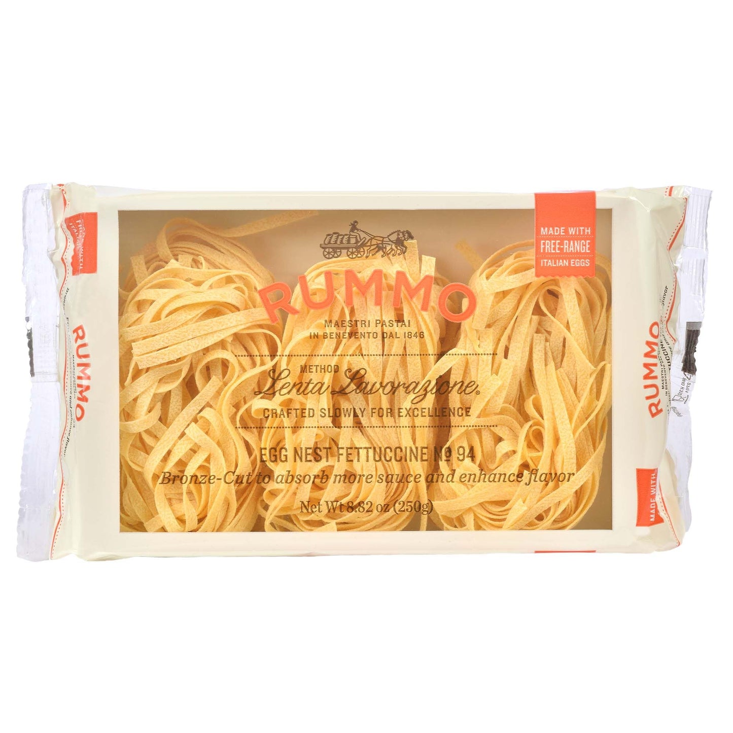 Rummo Fettuccine Pasta N.94 - Fettuccine Pasta Noodles, Dry Pasta, Curly Noodles, Egg Noodles, Italian Pasta - 8.82 Ounce (Pack of 1)