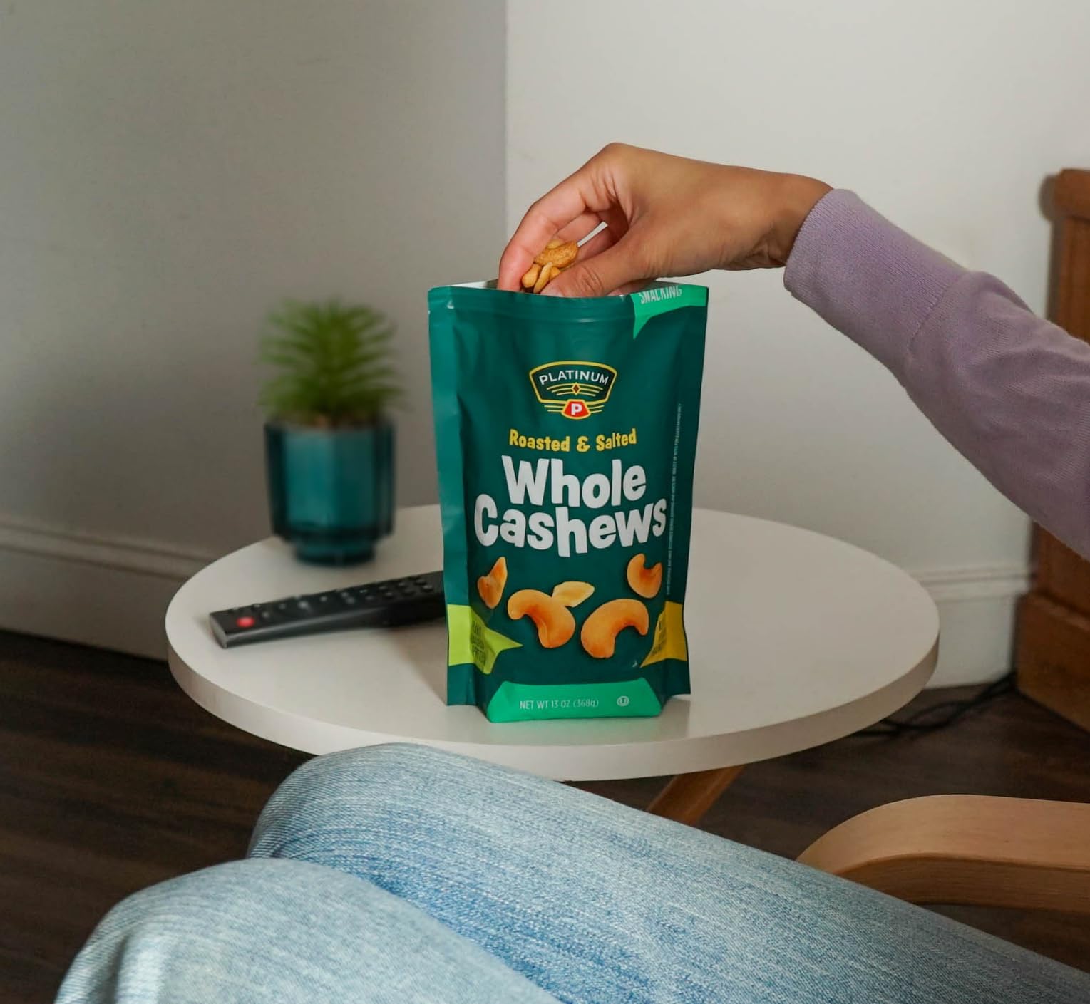 Platinum’s Roasted & Salted Cashews - Plant Based Protein, Fiber, Healthy Snack - Salted and Gently Roasted - Can Bring at Home, Work, Office, Gym