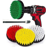 5 Piece Soft, Medium and Stiff Power Scrubbing Brush with 6 Inch Size Extender Drill Attachment for Cleaning Showers, Tubs, Bathrooms, Tile, Grout